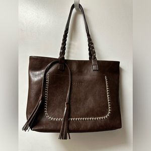 OURBAG | Large Purse | Coffee Colored with White Stitching